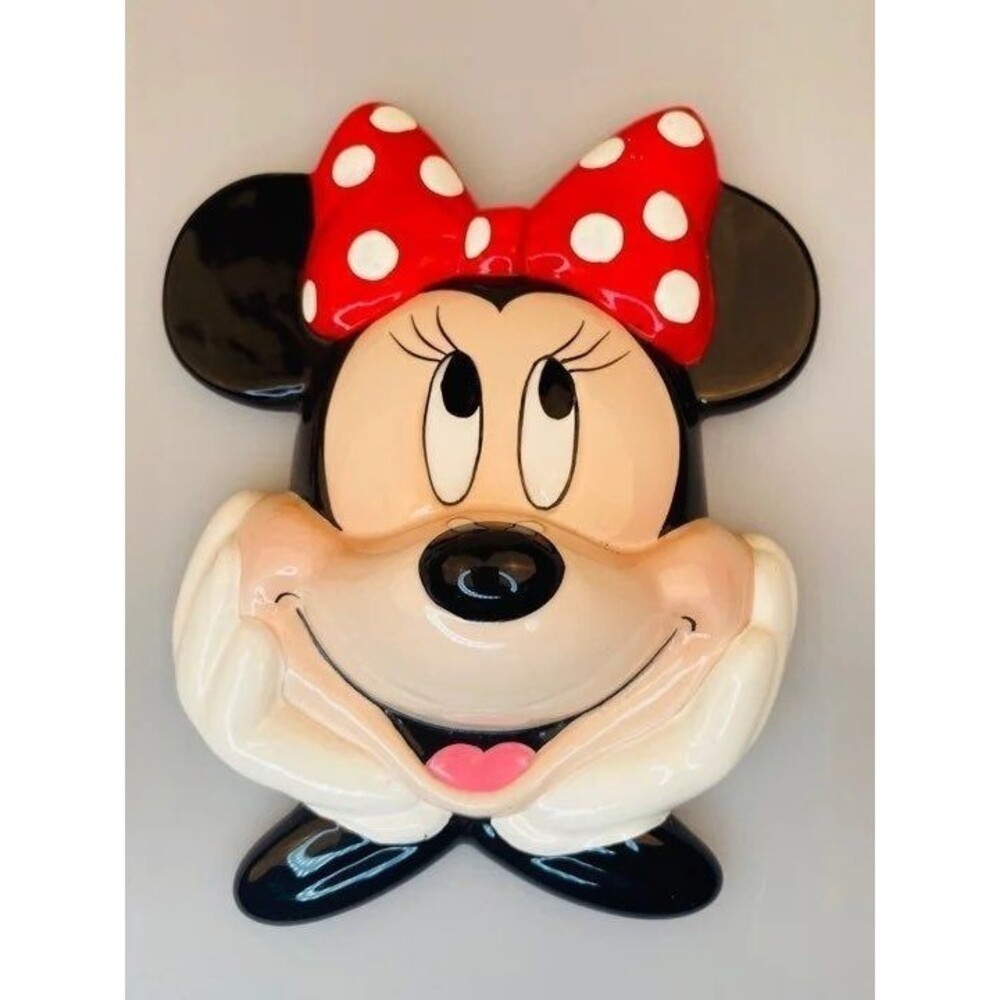 RARE Vintage Ceramic 3D Disney Parks Minnie Mouse Face Wall Hanging Decor